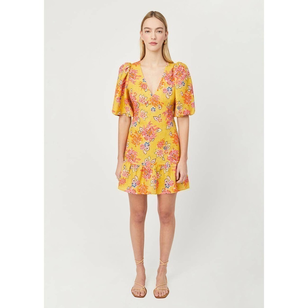 Rhode Floral Ruffle Hem Mini Dress Women's Size 4 NWT